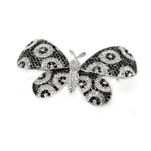 Load image into Gallery viewer, Elegant Butterfly Brooch with Black and Silver Austrian Element Crystal