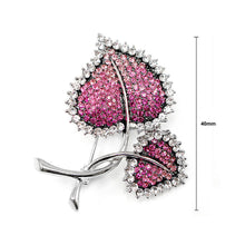 Load image into Gallery viewer, Elegant Leaf Brooch with Pink Austrian Element Crystal