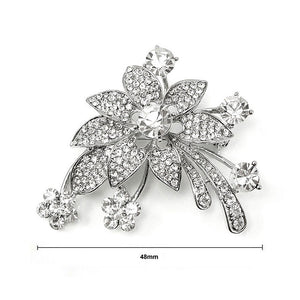 Elegant Flower Brooch with Silver Austrian Element Crystal