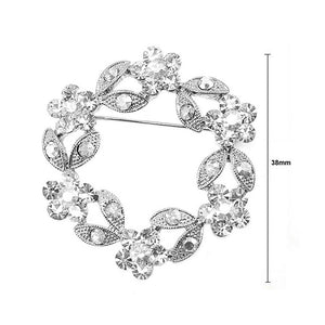 Elegant Flower Brooch with Silver Austrian Element Crystal