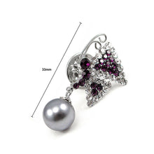 Load image into Gallery viewer, Elegant Butterfly Brooch with Silver and Purple Austrian Element Crystal and Fashion Pearl