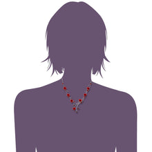 Load image into Gallery viewer, Elegant Rose Necklace with Red Austrian Element Crystals and Crystal Glass