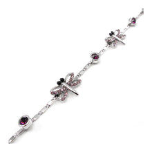 Load image into Gallery viewer, Elegant Dragonfly Bracelet with Purple Austrian Element Crystal