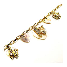 Load image into Gallery viewer, Elegant Butterfly Bracelet with Silver Austrian Element Crystal and Shell Charms