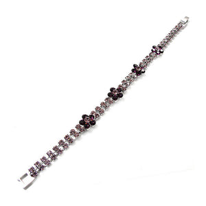 Elegant Flower Bracelet with Purple Austrian Element Crystal