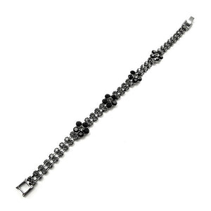 Elegant Flower Bracelet with Black Austrian Element Crystal
