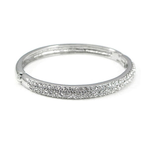 Elegant Oval-shaped Bangle with Silver Austrian Element Crystal
