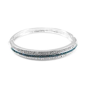 Elegant Bangle with Silver and Blue Austrian Element Crystal