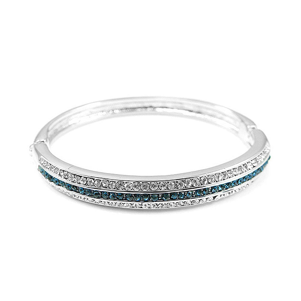 Elegant Bangle with Silver and Blue Austrian Element Crystal