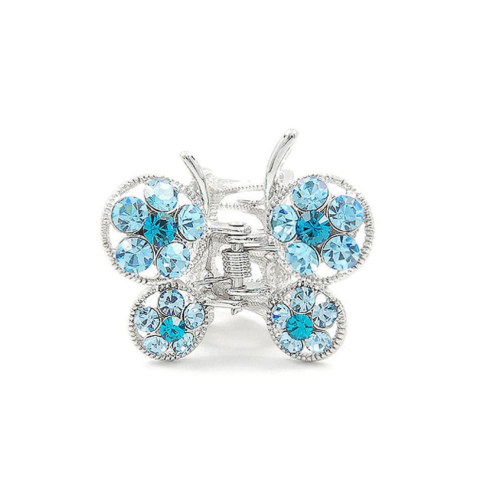 Butterfly Clamp in Blue Austrian Element Crystals