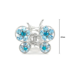 Butterfly Clamp in Blue Austrian Element Crystals