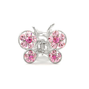 Butterfly Clamp in Pink Austrian Element Crystals