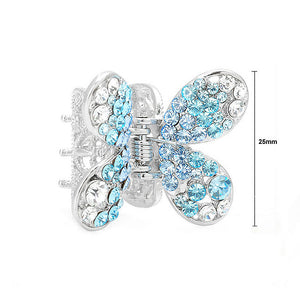 Butterfly Hair Clip in Light Blue and Silver Austrian Element Crystals