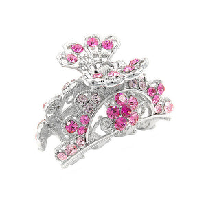 Elegant Clamp in Pink Austrian Element Crystals