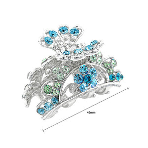 Elegant Clamp with Green and Blue Austrian Element Crystals