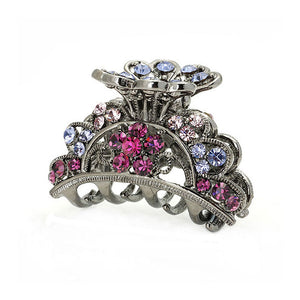 Elegant Hair Clip in Pink and Purple Austrian Element Crystals