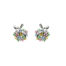 Load image into Gallery viewer, Glistening Apple Earrings with Multi-color Austrian Element Crystals