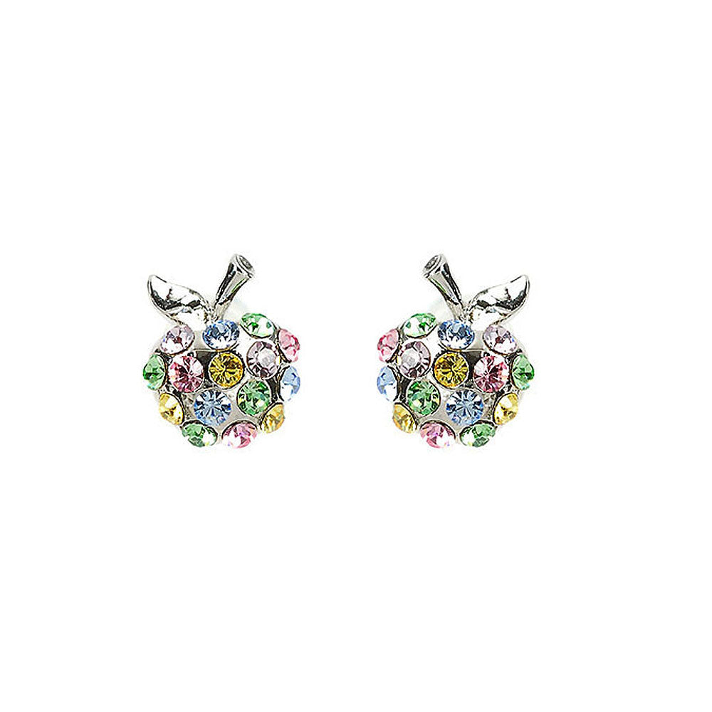 Glistening Apple Earrings with Multi-color Austrian Element Crystals