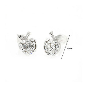 Glistening Apple Earrings with silver Austrian Element Crystals