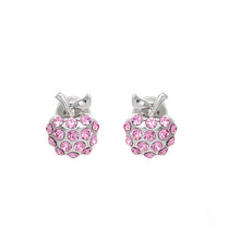 Load image into Gallery viewer, Glistening Apple Earrings with Pink Austrian Element Crystals