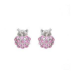 Glistening Apple Earrings with Pink Austrian Element Crystals