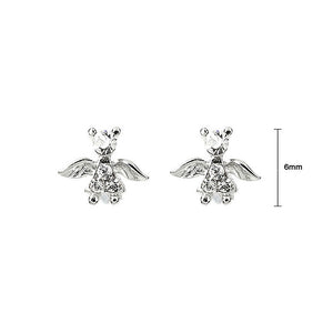 Elegant Angel Earrings with Silver Austrian Element Crystals
