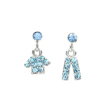Load image into Gallery viewer, Fancy Clothes and Trousers Earrings with Light Blue Austrian Element Crystals