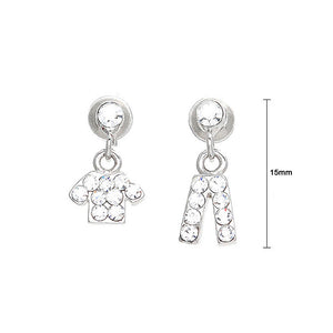 Trendy Top and Pants Earrings with Silver Austrian Element Crystals