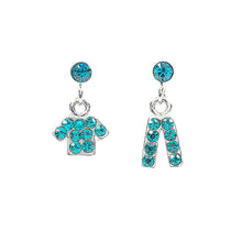 Load image into Gallery viewer, Fancy Clothes and Trousers Earrings with Bright Blue Austrian Element Crystals