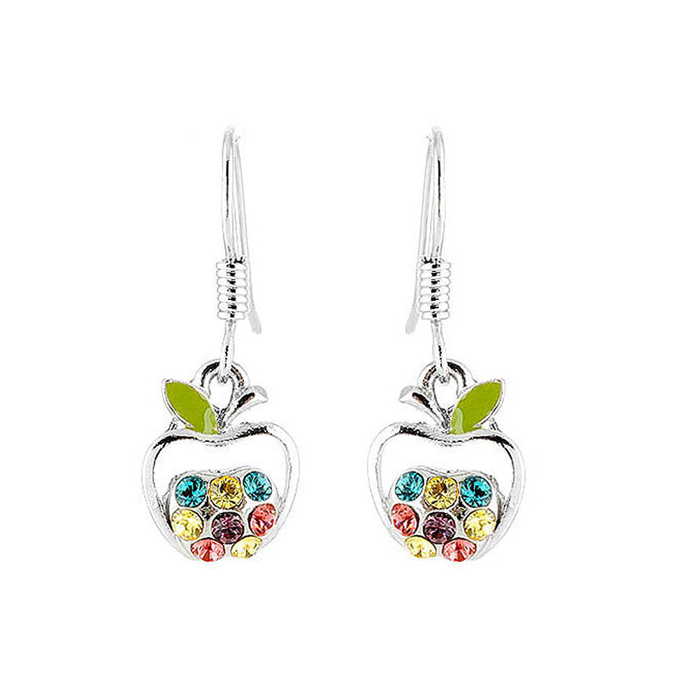 Apple Earrings with Multi Color Austrian Element Crystals