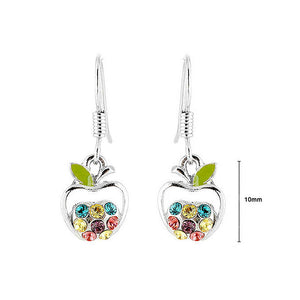 Apple Earrings with Multi Color Austrian Element Crystals