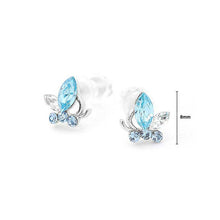 Load image into Gallery viewer, Mini Butterfly Earrings with Light Blue Austrian Element Crystals