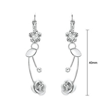 Load image into Gallery viewer, Elegant Silver Rose Earrings with Silver Austrian Element Crystals and Crystal Glass