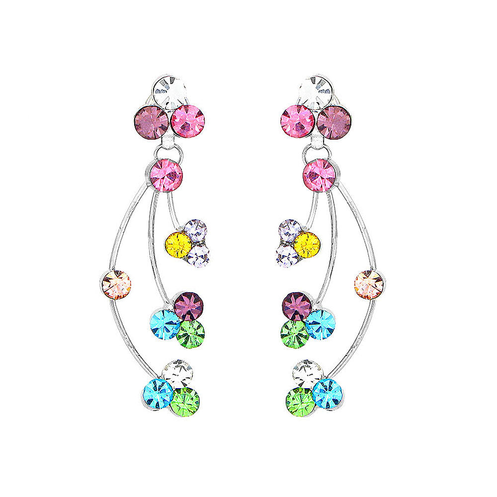 Elegant Rainbow Earrings with Multi-color Austrian Element Crystals