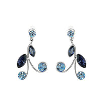 Load image into Gallery viewer, Blue Leaves Earrings with Blue Austrian Element Crystals