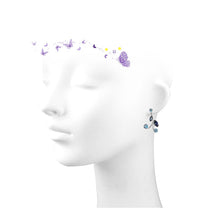 Load image into Gallery viewer, Blue Leaves Earrings with Blue Austrian Element Crystals
