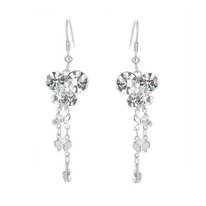 Dazzling Butterfly Earrings with Tassels and silver Austrian Element Crystals