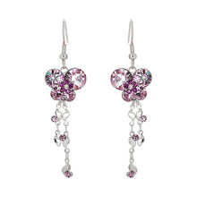 Load image into Gallery viewer, Dazzling Butterfly Earrings with Tassels and Purple Austrian Element Crystals