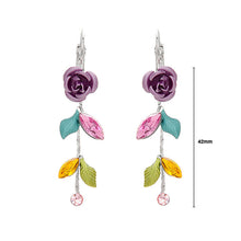 Load image into Gallery viewer, Violet Rose Earrings with Multi-color Austrian Crystals and Crystal Glass