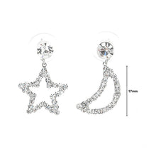 Load image into Gallery viewer, Star &amp; Moon Earrings with Silver Austrian Element Crystals and CZ bead