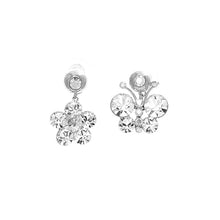 Load image into Gallery viewer, Elegant Butterfly and Flower Earrings with Silver Austrian Element Crystals