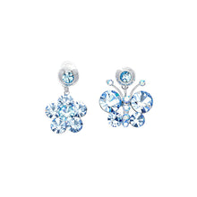 Load image into Gallery viewer, Elegant Butterfly and Flower Earrings with Blue Austrian Element Crystals