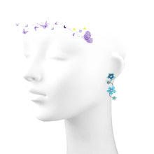 Load image into Gallery viewer, Blue Flower Shape Earrings with Blue Austrian Element Crystals