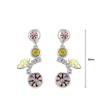 Load image into Gallery viewer, Cherry Earrings with Silver Austrian Element Crystals and Multi Color CZ Beads