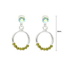 Load image into Gallery viewer, Elegant Round Earrings with Green Austrian Element Crystals