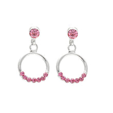 Load image into Gallery viewer, Elegant Round Earrings with Pink Austrian Element Crystals