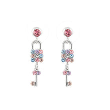 Load image into Gallery viewer, Dazzling Key and Lock Earrings with Multi Color Austrian Element Crystals