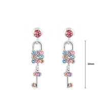 Load image into Gallery viewer, Dazzling Key and Lock Earrings with Multi Color Austrian Element Crystals