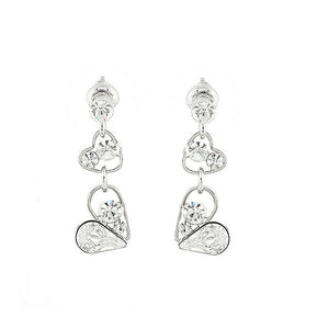 Sweetheart Earrings with Silver Austrian Element Crystals