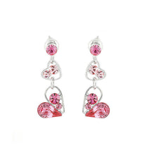 Load image into Gallery viewer, Sweetheart Earrings with Pink Austrian Element Crystals
